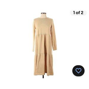 CALISTA‎ Women's Long Knit Sweater Dress Light Brown Casual Midi Size M